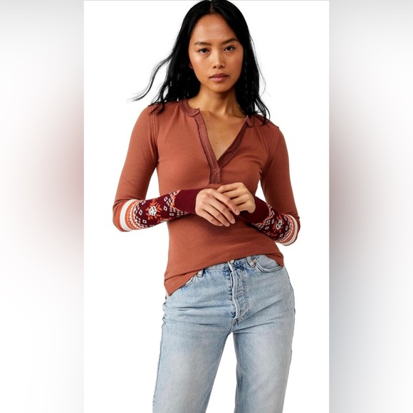 Free People Women's Mikah Layering Cuff Shirt Autumn Combo Small NEW - Picture 5 of 7